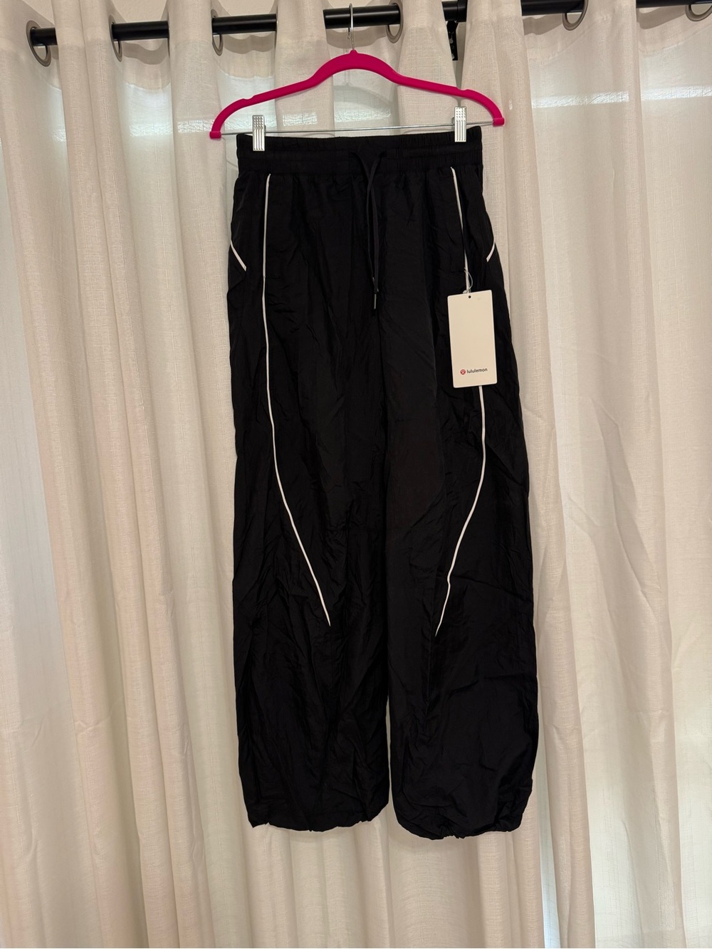 lululemon athletica Black Track Joggers with White Piping